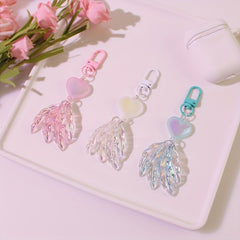 Y2K Faux Pearl Feather Shape Keychain Pendant Sweet Key Ring Bag Accessories