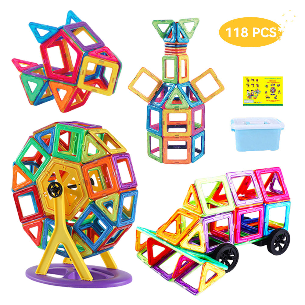 118pcs Magnetic Building Blocks Set Educational Toy Storage Box