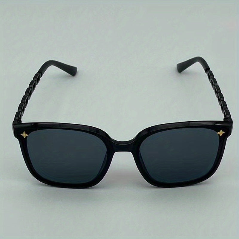 Polarized Square Sunglasses Flower Decor Chain Temple UV400