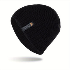 Yellow Leaf Winter Knitted Beanie Hat Plus Velvet Warm Outdoor Short Hat