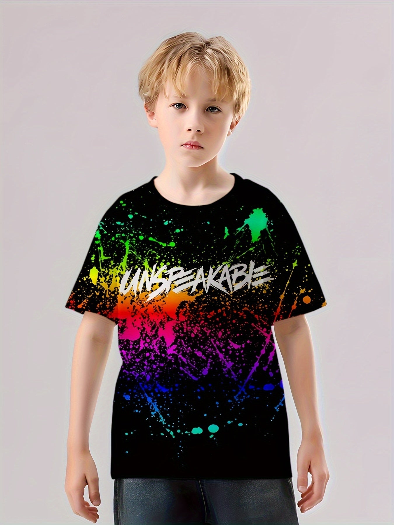 UNSPEAKABLE Print T shirt Casual Short Sleeve Top Unisex Tee