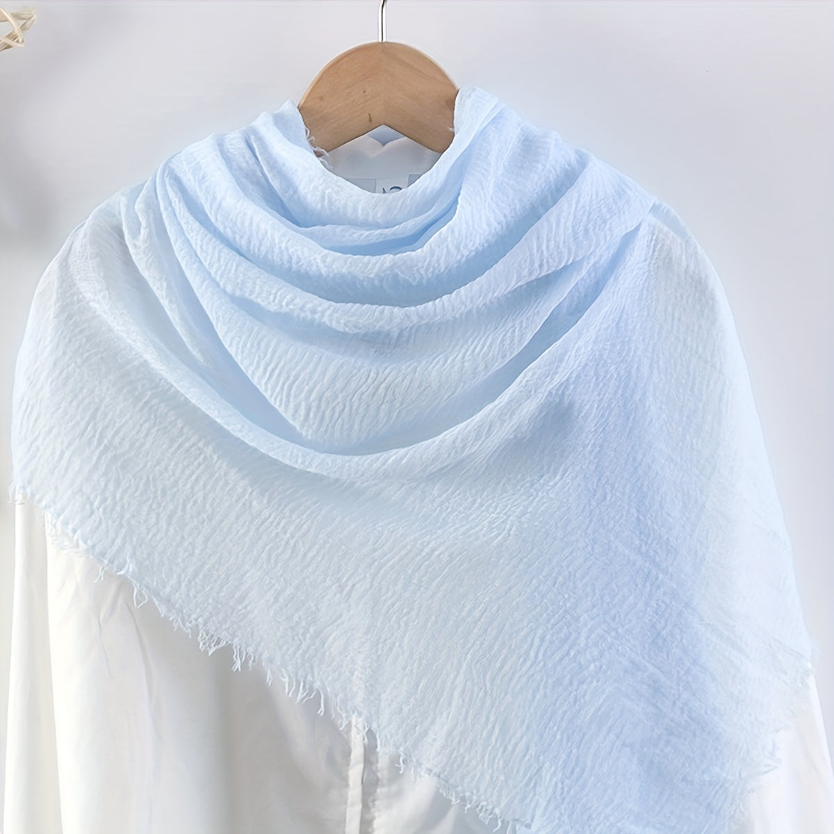 Thin Breathable Bandana Wrinkle Raw Edge Shawl Casual Outdoor