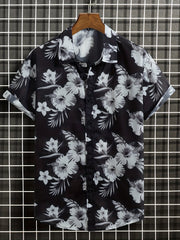 Men's Flower Print Casual Shirt Short Sleeve