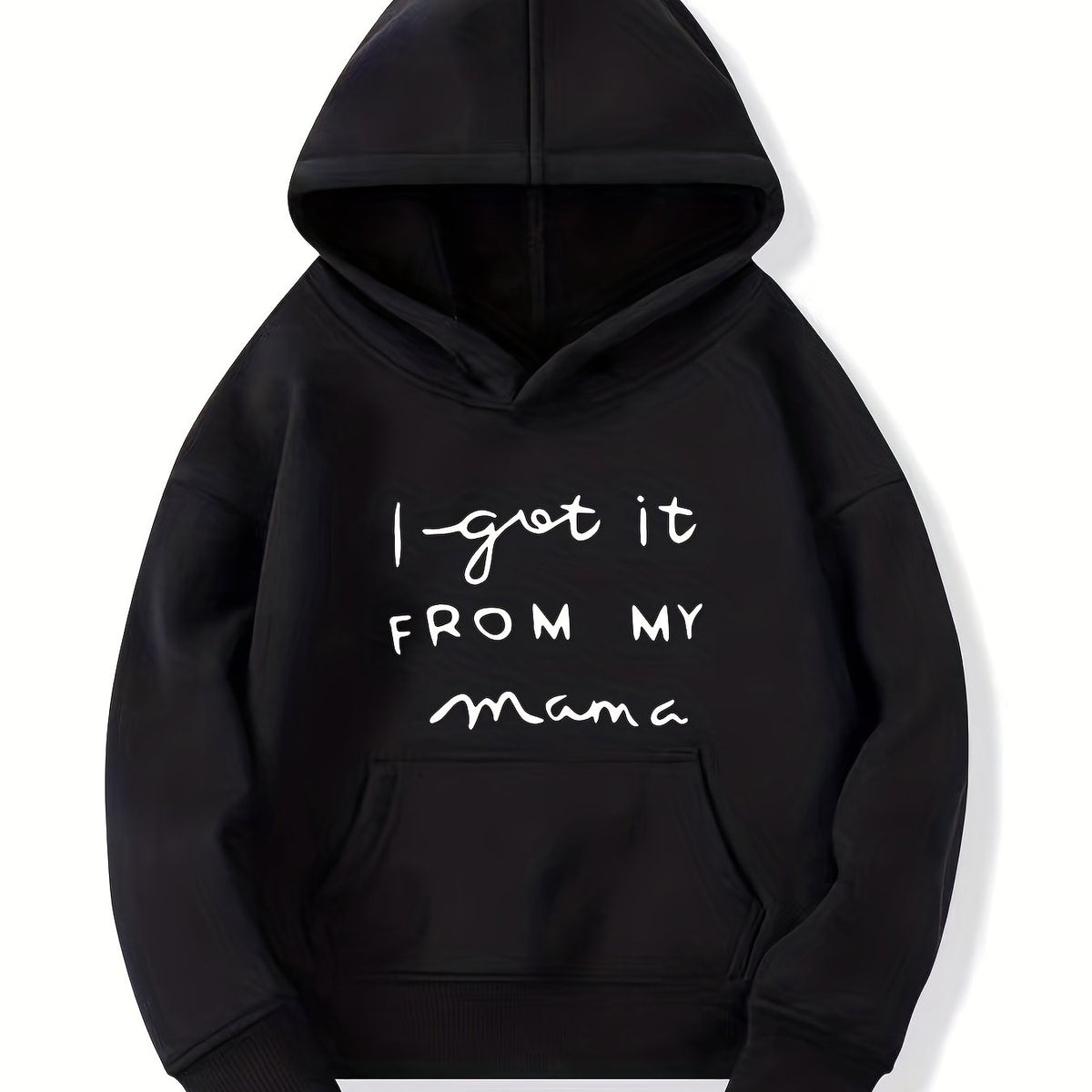 Girls' Mama Print Hooded Sweatshirt Top Youth Long Sleeve Hoodie