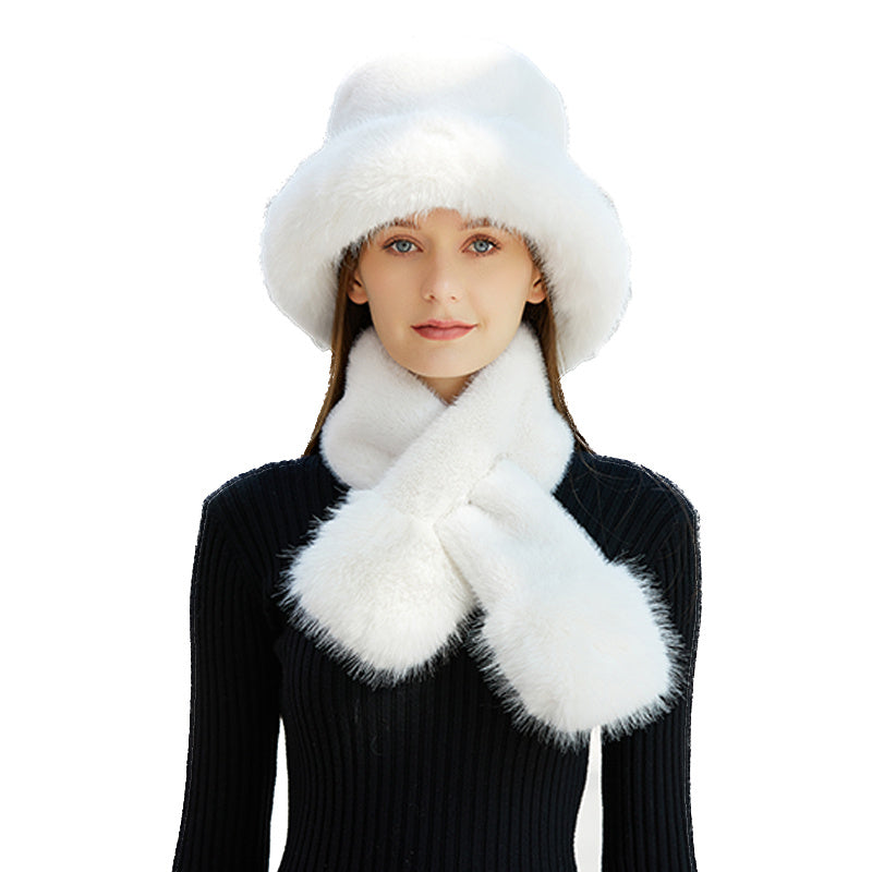Winter Warm Plush Hat Scarf Set for Women