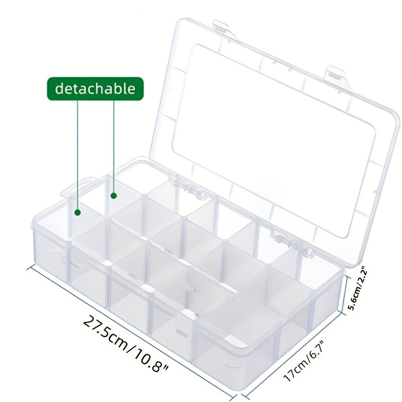 Clear Storage Box with Adjustable Dividers 15 Grids