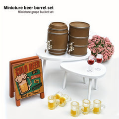 1:12 Scale Wooden Beer Barrel Set with Taps Realistic Dollhouse Accessories