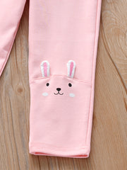 Girls' Bunny Embroidery Legging Pants For Kids