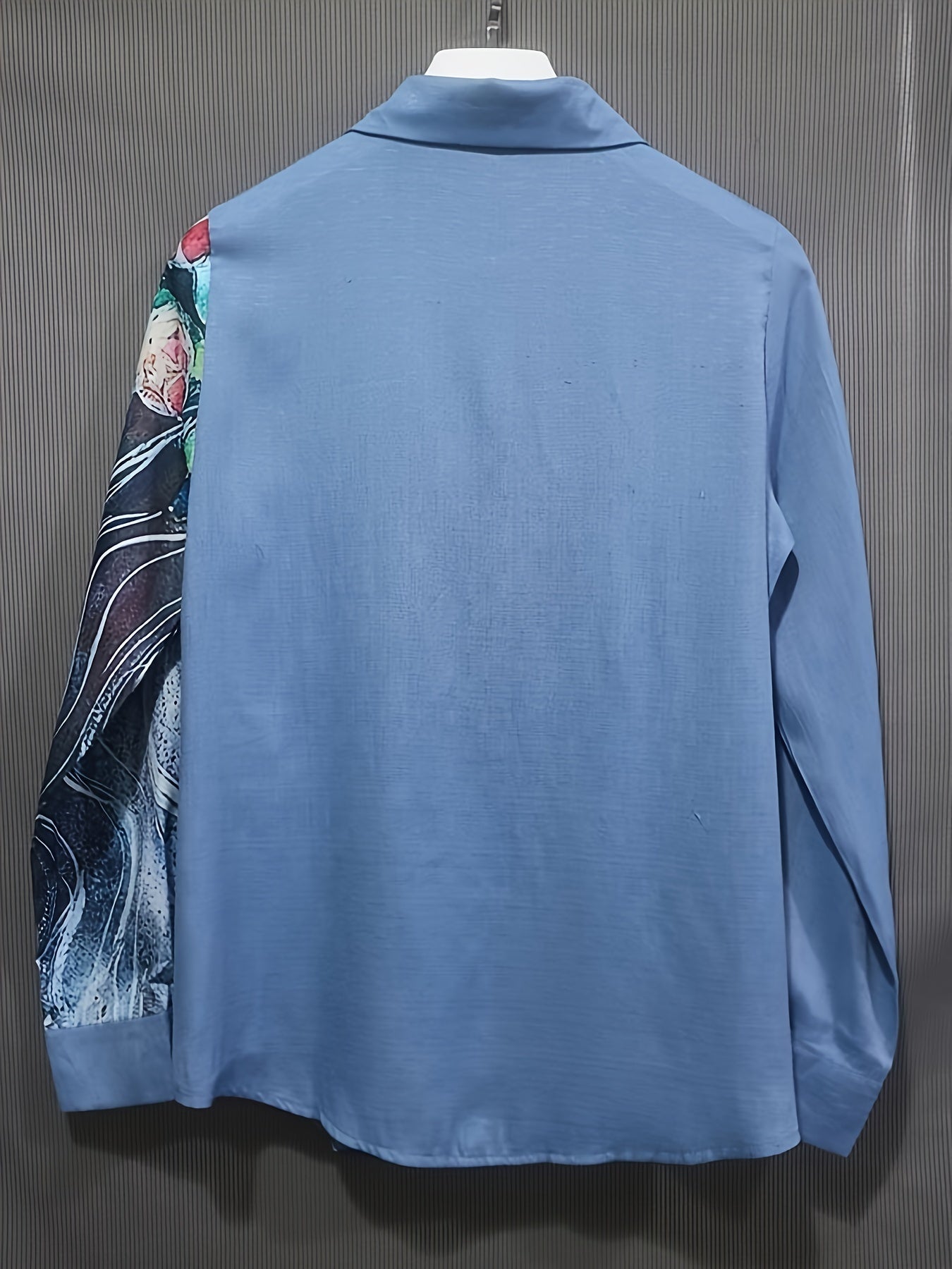  Colorblock Painting Print Long Sleeve Blouse