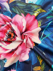 Women's Plus Floral Print V Neck Dress with Pockets