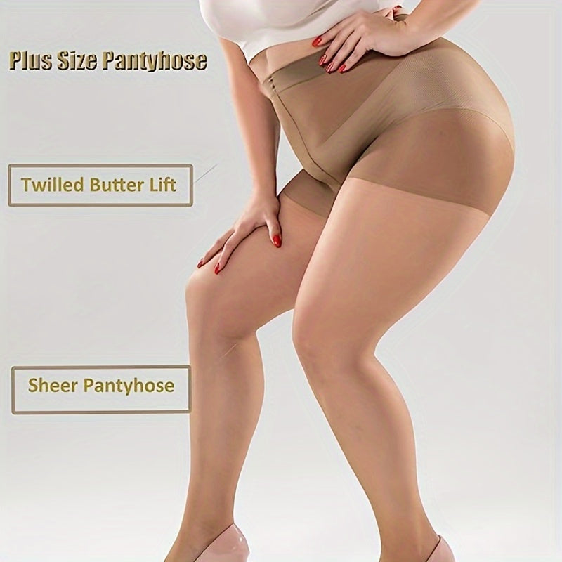  Casual Stockings Women's Plus Solid Anti-hook Sheer Tights