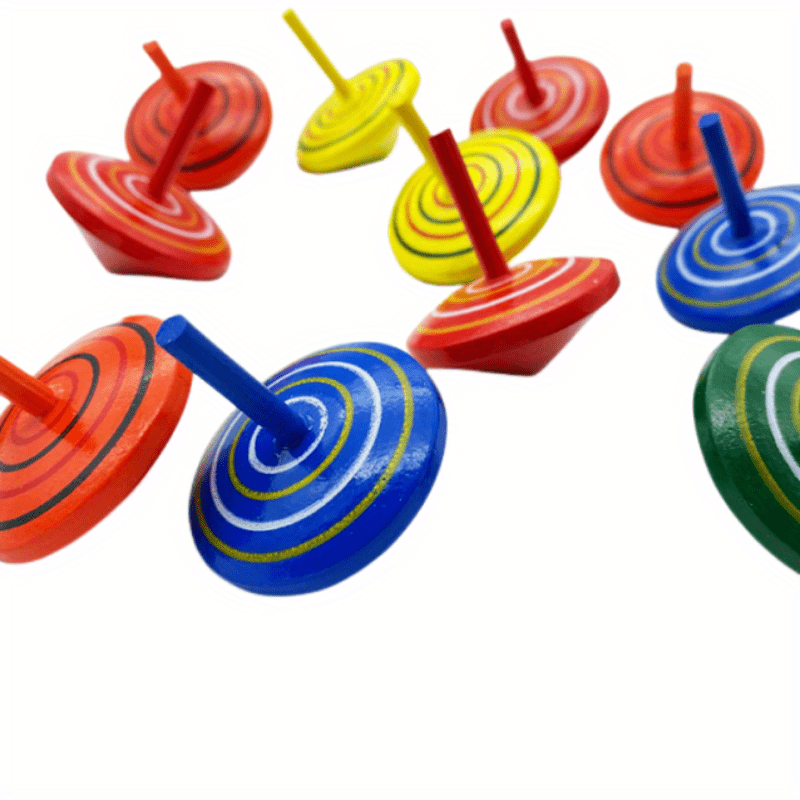 Rainbow Wooden Spinning Top for Stress Relief and Decoration