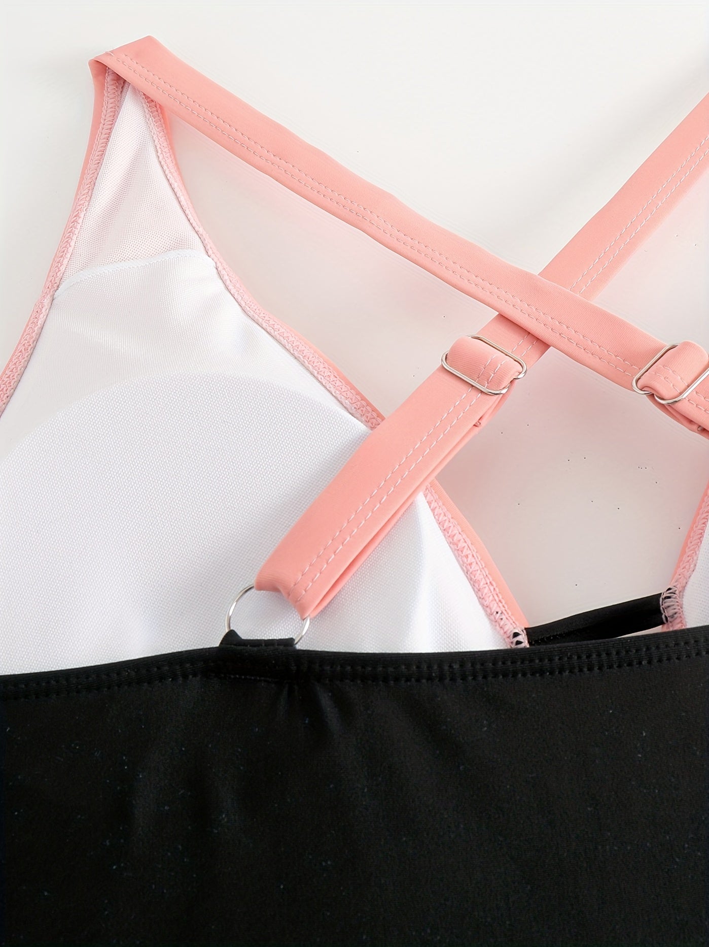  Colorblock Lace Up High Stretch One Piece Swimsuit