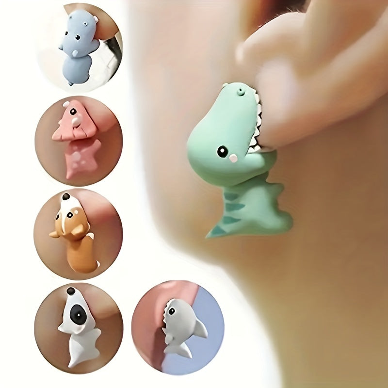 Animal Cartoon Stud Earrings Funny Bite Ear Piercing Jewelry