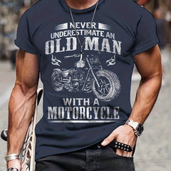 Men's 3D Motorcycle Print T Shirt Casual Mid Stretch Tee