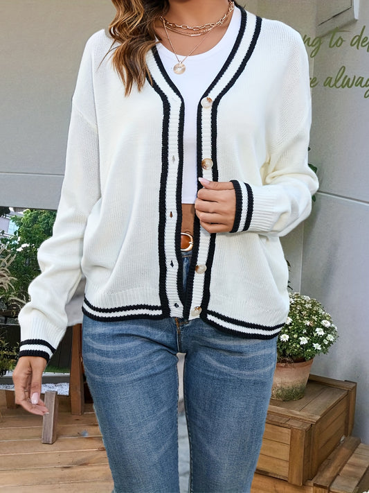  Colorblock Stripe Cardigan