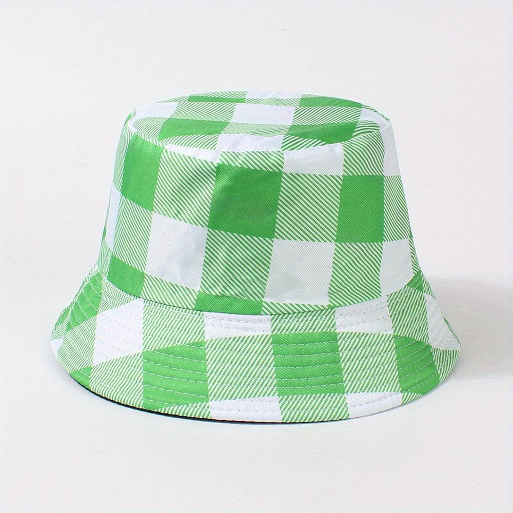 Chessboard Pattern Reversible Bucket Hat Unisex Fisherman Cap