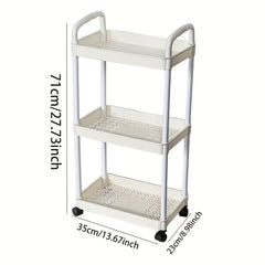 3-Tier Rolling Utility Cart with Handle & Wheels for Kitchen Office Storage