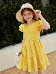 Girls Ruffle Sleeve Princess Dress For Summer Outdoor