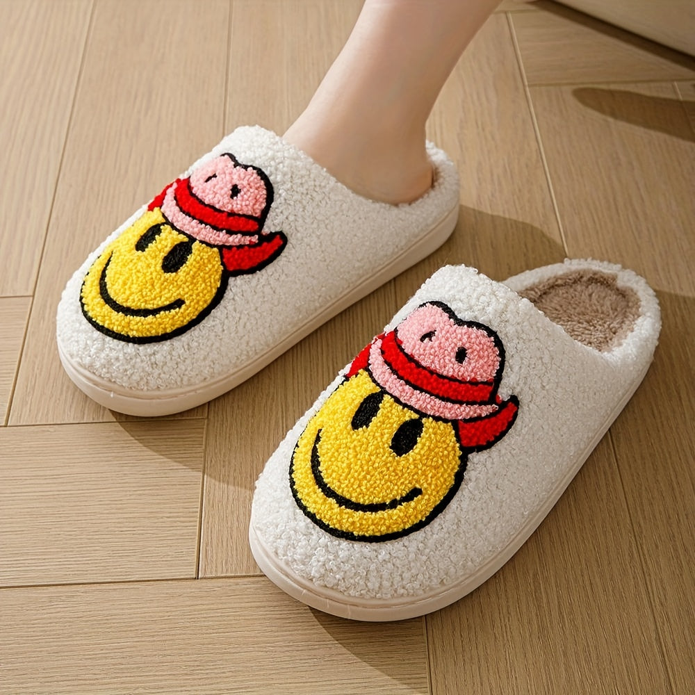 Men's Cozy Smiling Face House Slippers Winter Shoes