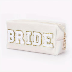 Waterproof Chenille Letter Patch Makeup Bag Travel Storage Pouch