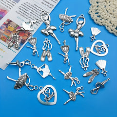 20pcs Antique Silvery Ballerina Girl Pendants For DIY Jewelry Making