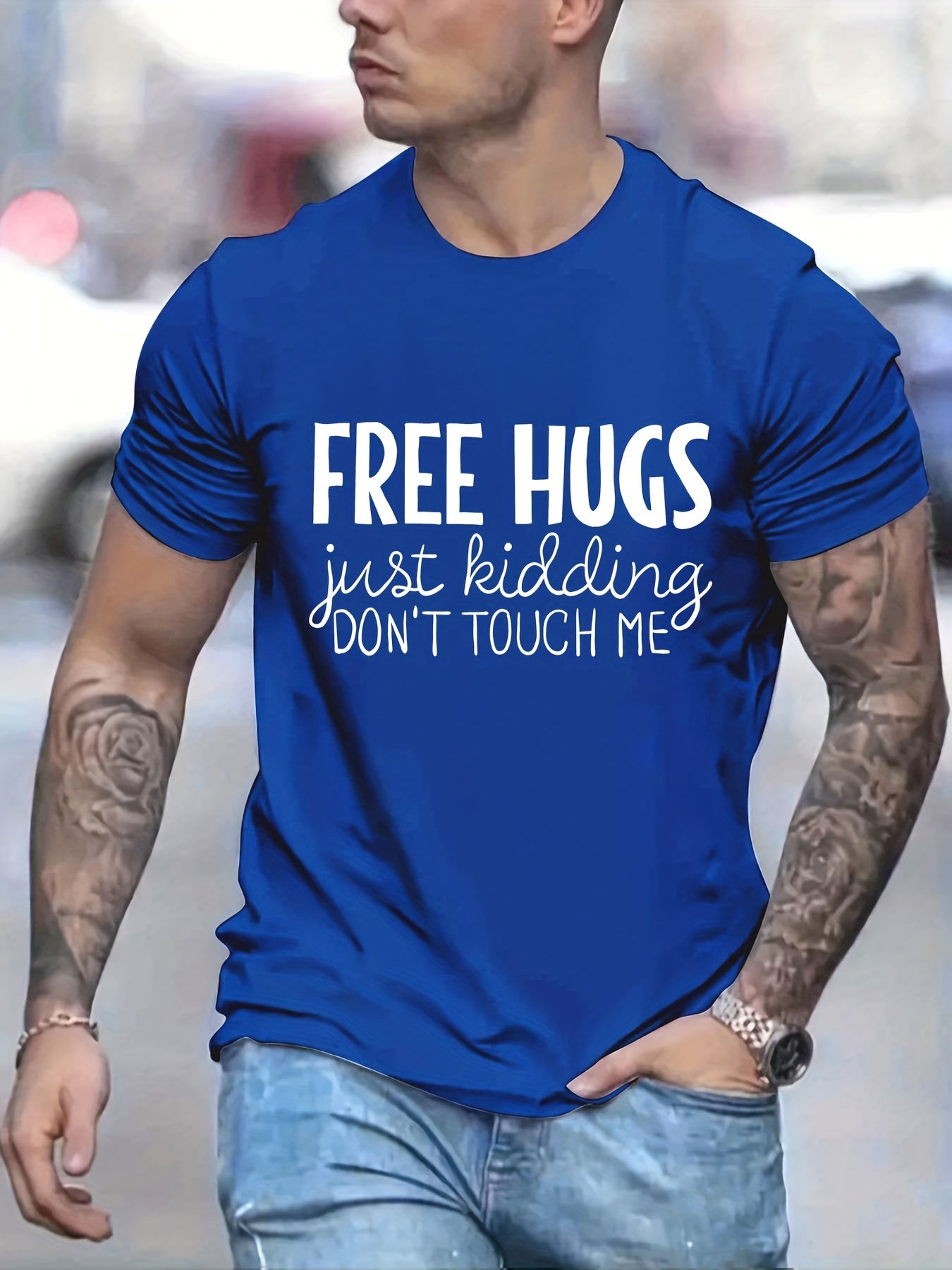 Men's Casual HUG Slogan Graphic T Shirt Short Sleeve Novelty Tees