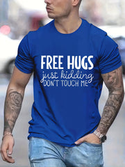 Men's Casual HUG Slogan Graphic T Shirt Short Sleeve Novelty Tees