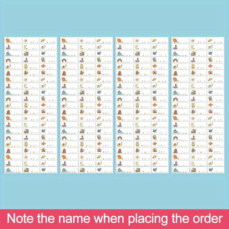 Custom Name Stickers Waterproof Labels 3x1, Variety Patterns, Animal Theme