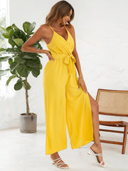 V Neck Wide Leg Jumpsuit for Women