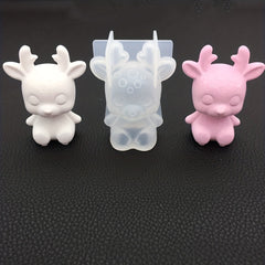 3D Mirror Christmas Deer Silicone Mold Aromatherapy Gypsum Ornament