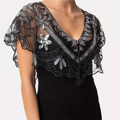 Vintage Sequin Beaded Cape Shawl for Women