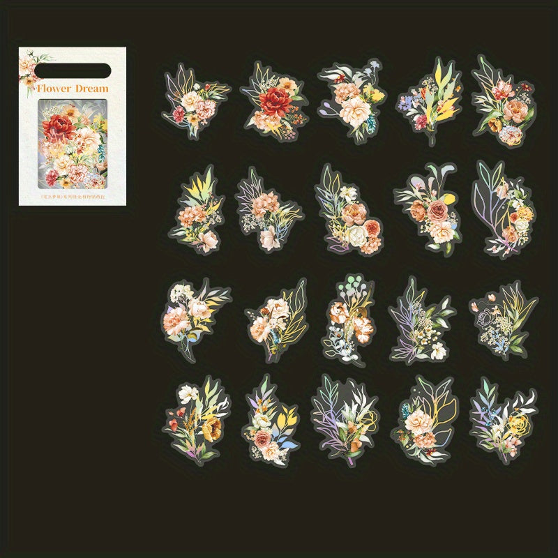 40pcs Vintage Plants & Flowers Stickers for DIY Art Supplies