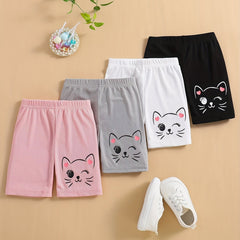 Girls Cartoon Cats Print Bike Shorts Dance Shorts