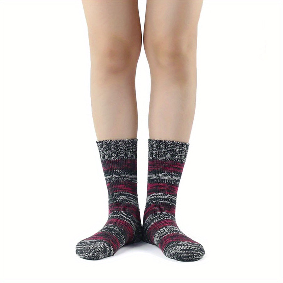 Colorblock Crew Socks Warm & Comfy Mid Tube Stockings