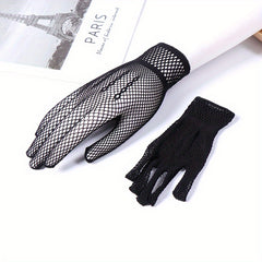 Mesh Hollow Gloves Lace Solid Punk Dress Gloves For Women
