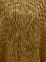  Solid Cable Long Sleeve Turtle Neck Sweater