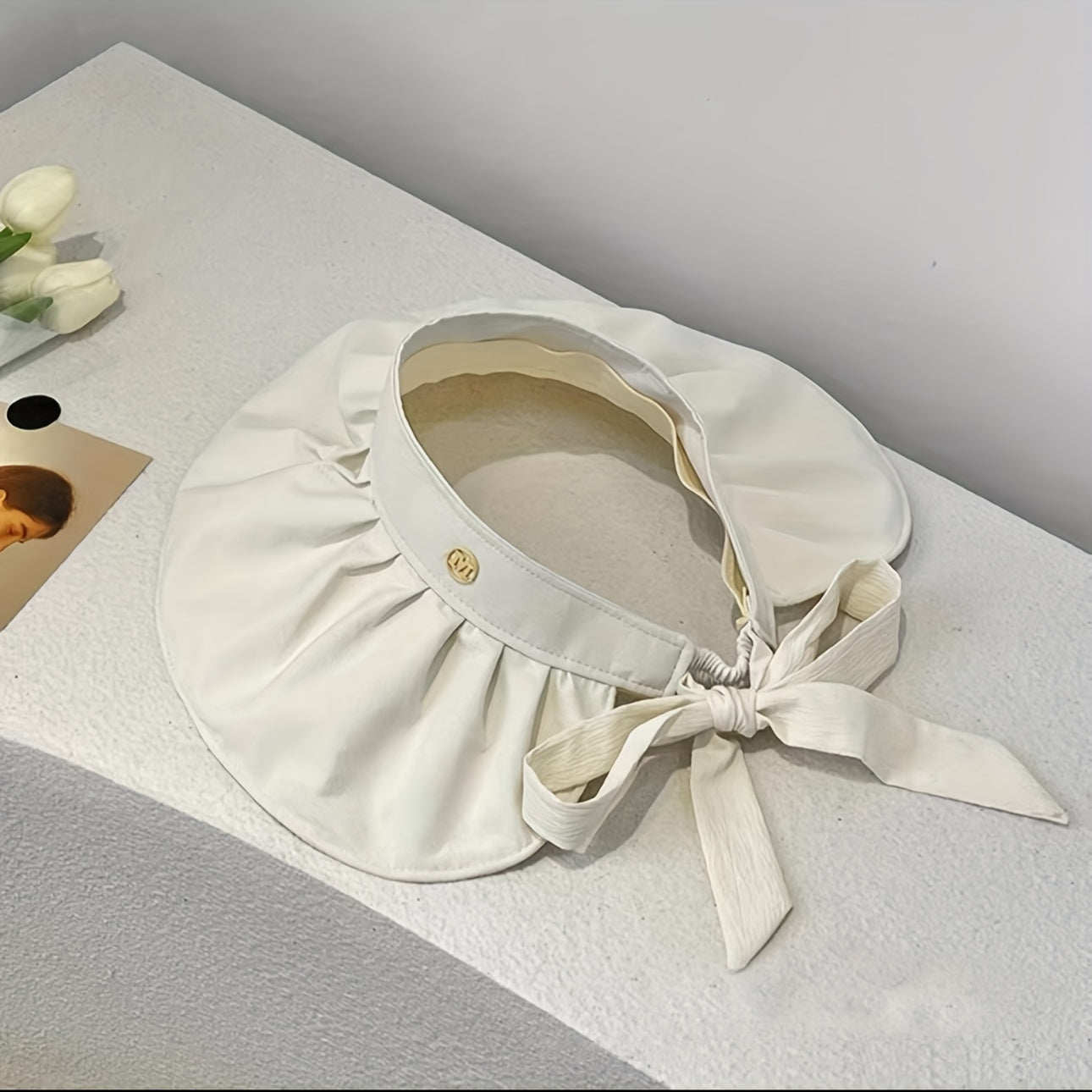 Beige Shell Visor Hat Wide Brim Sunshade UV Protection Sun Hat