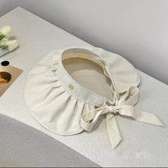 Beige Shell Visor Hat Wide Brim Sunshade UV Protection Sun Hat