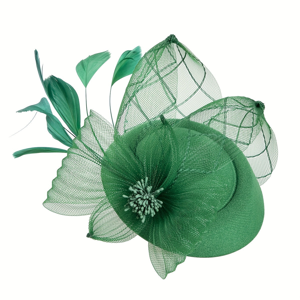 Faux Feather Mesh Veil Head Piece Fascinator for Tea Party Horse Racing