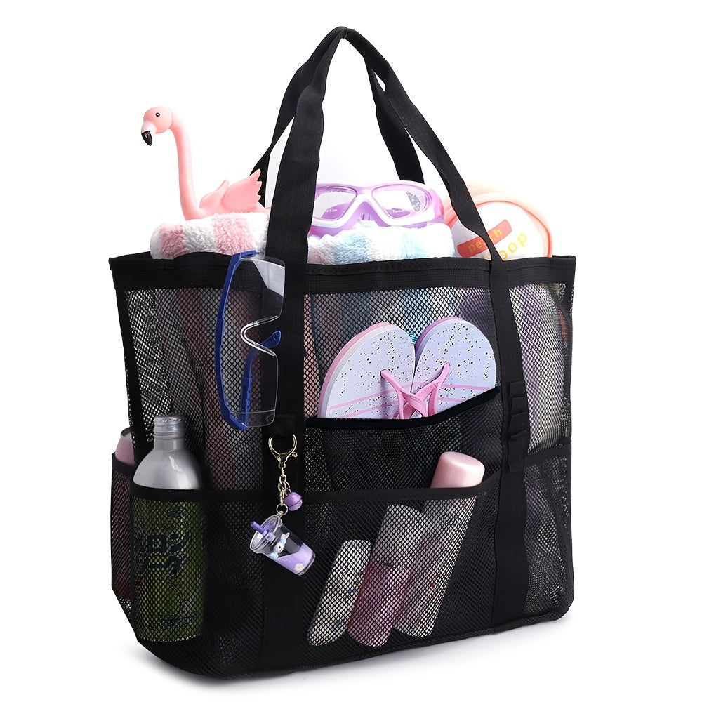 Large Capacity Mesh Shoulder Bag Lightweight Foldable Beach Bag