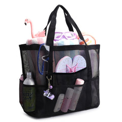 Large Capacity Mesh Shoulder Bag Lightweight Foldable Beach Bag