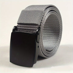 Men's Outdoor Canvas Belt with Zinc Alloy Automatic Buckle