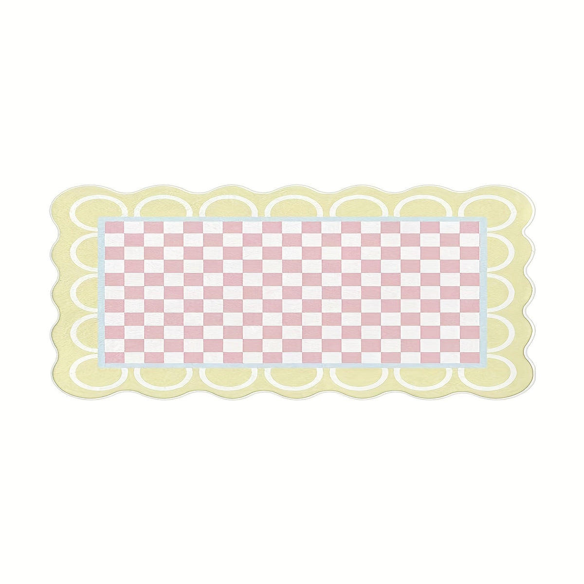 Wavy Plaid Kitchen Rug Anti Slip Carpet Absorbent Bath Mat