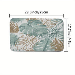 Leaf Pattern Shower Curtain Set with Non Slip Design