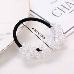Faux Pearl Hair Elastics Ties Thick Stretchy Rubber Bands Ponytail Holder