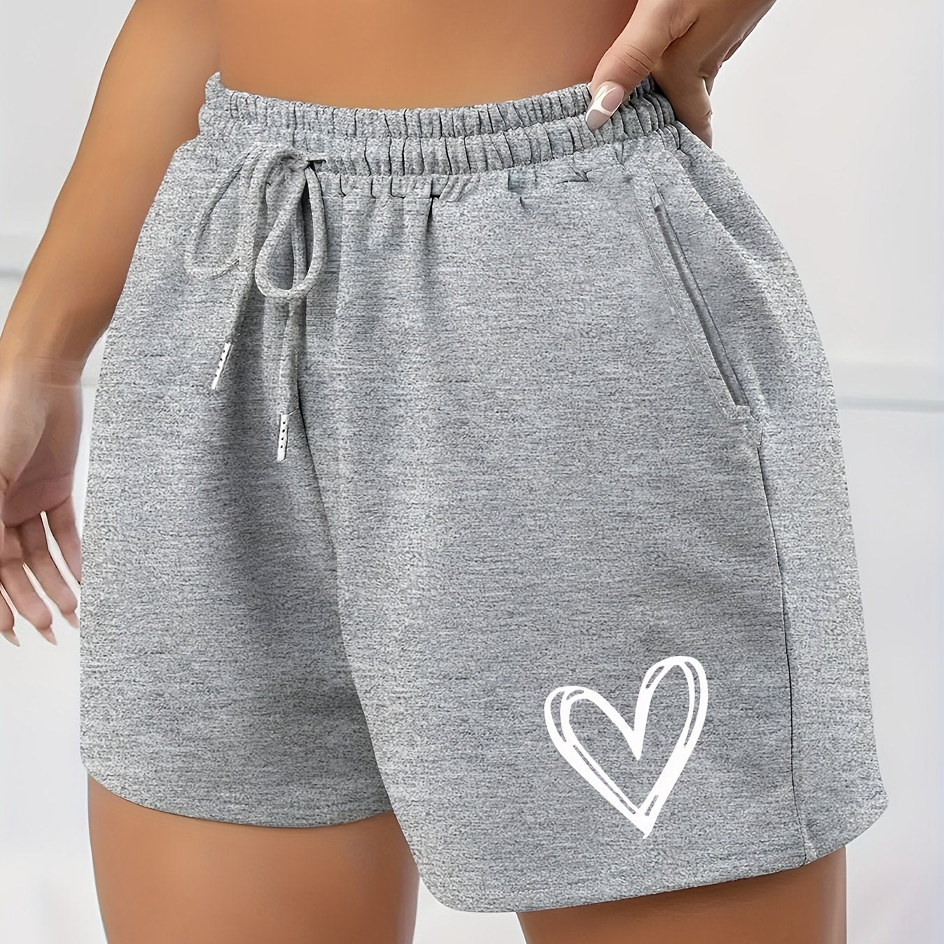  Heart Print High Rise Shorts w/Pockets