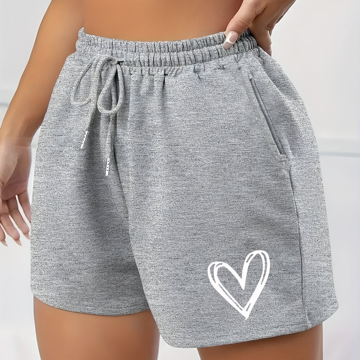  Heart Print High Rise Shorts w/Pockets