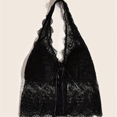 Floral Lace Halter Bra Wireless Lingerie