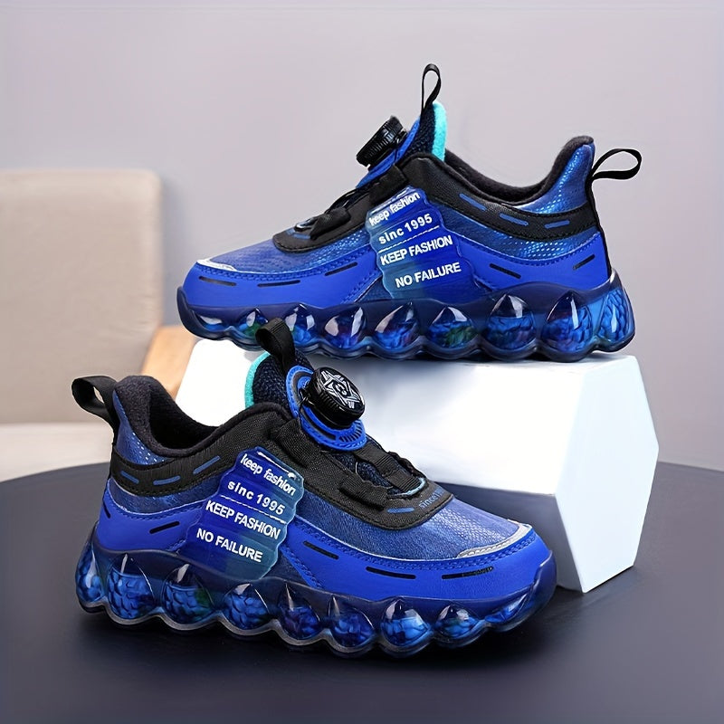 Boy's Basketball Shoes w/ Rotating Buckle Comfy Non Slip Sneakers